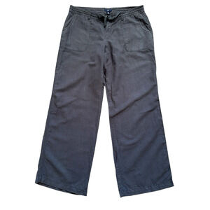Gap Pants Womens 14R Charcoal Gray Flax Cotton Blend Wide Leg Pockets Casual